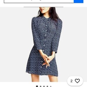 Veronica Beard Kingsley Snap Front, Print dress. Silk Blue/black, Size 4.